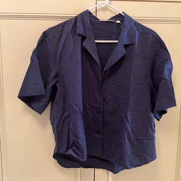 Uniqlo Cropped Cotton Blouse Size XS - Picture 1 of 1